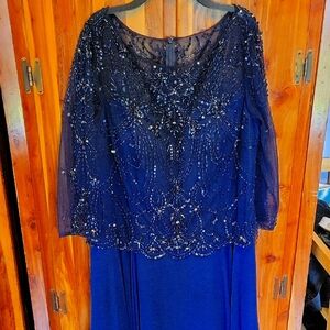 Christina Wu Blue Sequin Embellished Gown